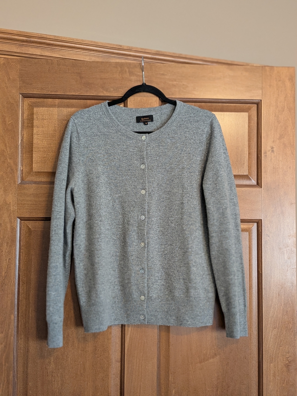 Quince Light Heather Gray Mongolian Cashmere Cardigan Sweater Medium